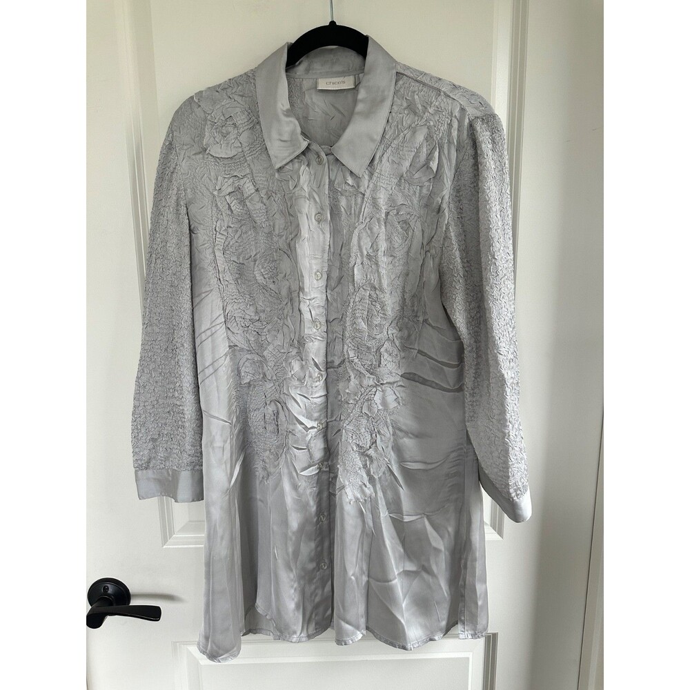 Chico's Crinkle Crush Silver Moon Tunic Shirt Chico’s 2 (Large / US 12)